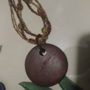 Wood and glass beads neckace